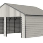 Garage in Metallo Robusto 700x670cm con Tetto a Doppio Spiovente